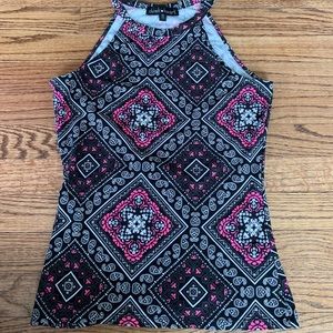 Super soft halter tank pink and black